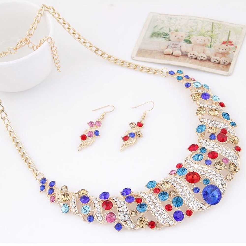 Colorful necklace and earring set - Picture 2 of 4